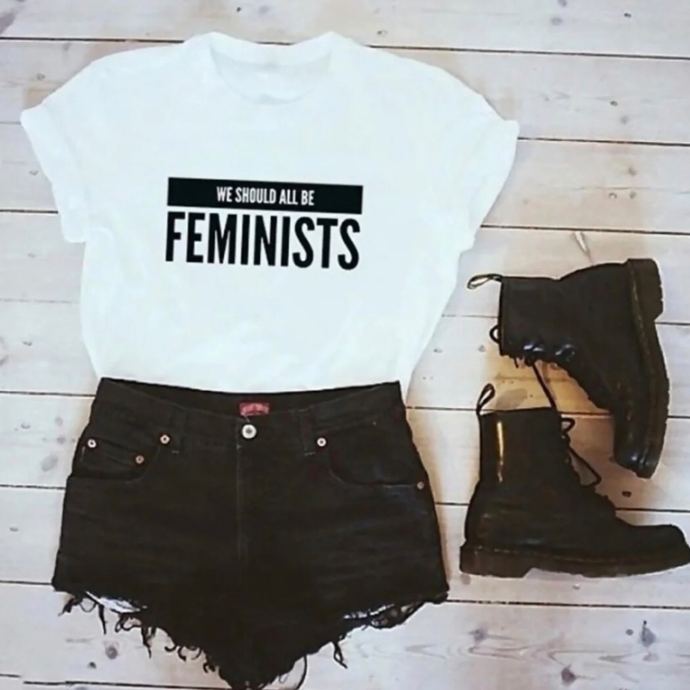 We should all be feminists white T-shirt